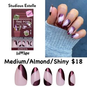 Red Aspen Studious Estelle Press-On Nails - Medium Almond Shiny